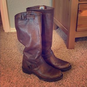 Frye Veronica slouch leather boots brown